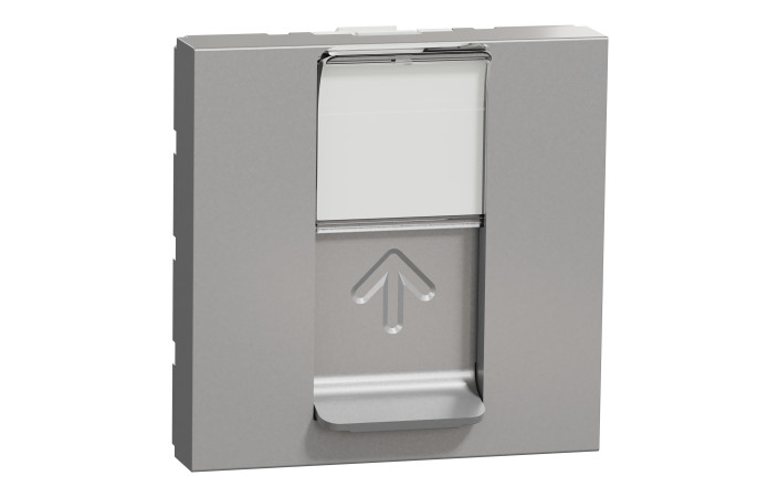 Розетка комп'ютерна RJ45, одинарна категорія 6 UTP, 2 модулі алюміній - Зображення shnider_NU341530_IOP-default_WD19.jpg