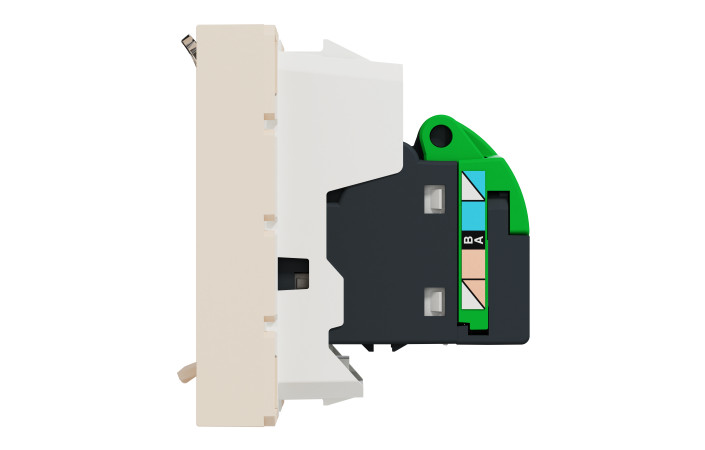 Розетка комп'ютерна RJ45, категорія 6 UTP, 2 модулі, бежева Unica New Studio - Зображення shnider_NU341544_IOP-R_CL.jpg