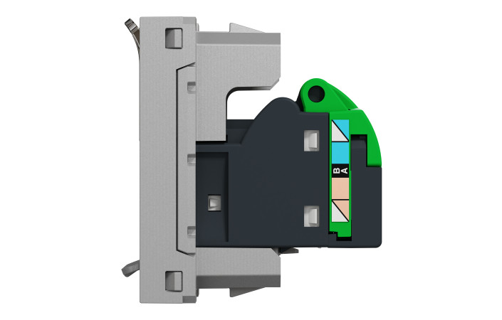Розетка комп'ютерна RJ45, одинарна категорія 6 STP, 1 модуль алюміній - Зображення shnider_NU341630_IOP-right_WD19.jpg