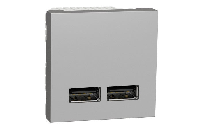 Розетка USB подвійна 2.1А 2 модулі алюміній - Зображення shnider_NU341830_IOP-default_WD19.jpg