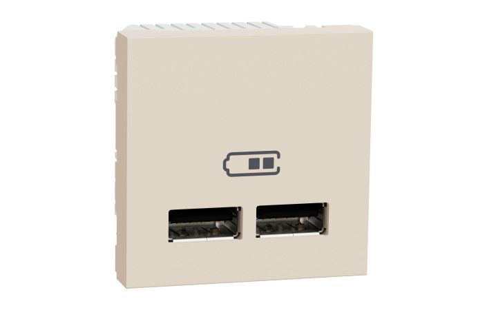 Розетка USB подвійна, 2.1А, 2 модулі, бежева Unica New Studio - Зображення shnider_NU341844_IOP-def_CL.jpg