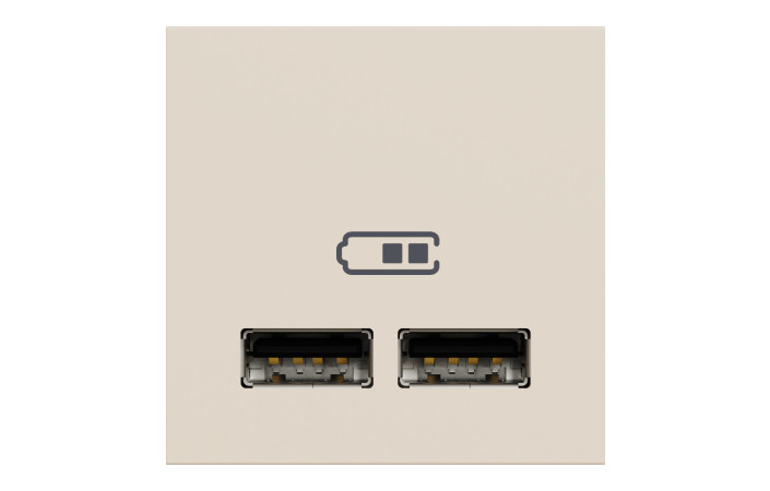 Розетка USB подвійна, 2.1А, 2 модулі, бежева Unica New Studio - Зображення shnider_NU341844_IOP-front_CL.jpg