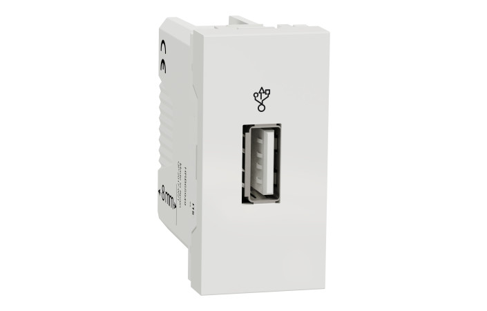 USB-коннектор 1 модуль білий - Зображення shnider_NU342918.jpg