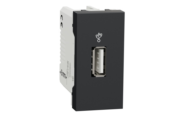 USB-коннектор 1 модуль антрацит - Зображення shnider_NU342954.jpg