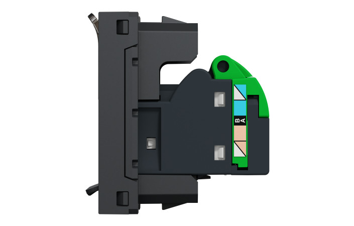 New Unica - 1 x RJ45 socket - 1 m - Cat. 6A - FTP - straight - shutter - anthra - Зображення shnider_NU344854_IOP-R_WD.jpg