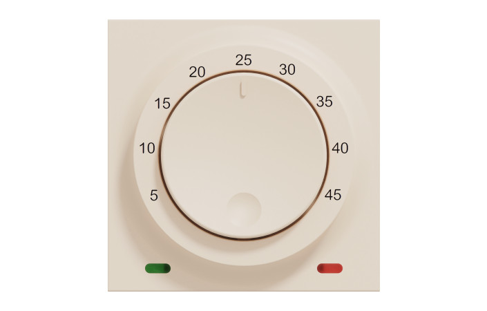 Термостат кімнатний Unica New, 230 В, 8A, 2 модулі, бежевий - Зображення shnider_NU350144_IOP-front_CL.jpg