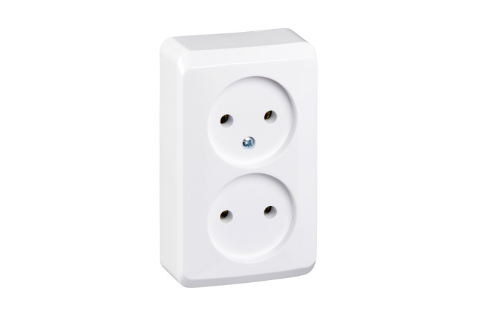 Prima, Подвійна розетка без заземлення, біла - Зображення shnider_ODAWDE001040.jpg
