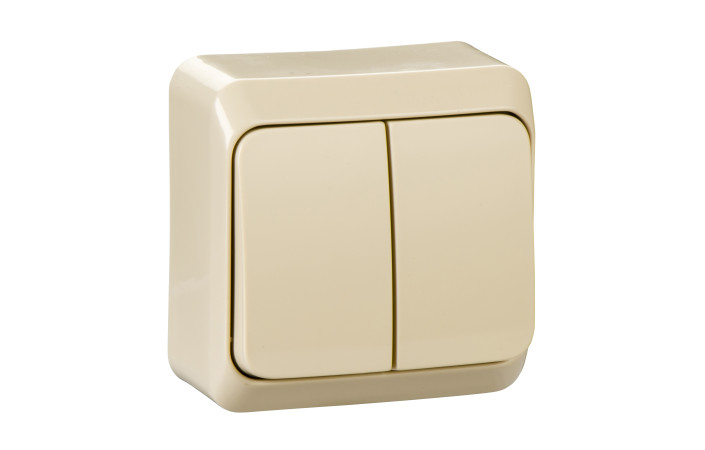 Prima, Вимикач 2-клавішний, 10AX, бежевий - Зображення shnider_ODAWDE001150.jpg