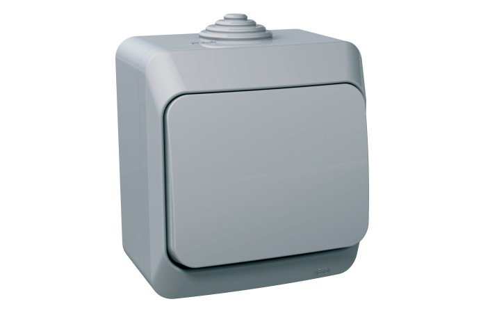 Перемикач 1-клавішний IP44 Cedar Plus, накладний монтаж, сірий - Зображення shnider_P110691.jpg
