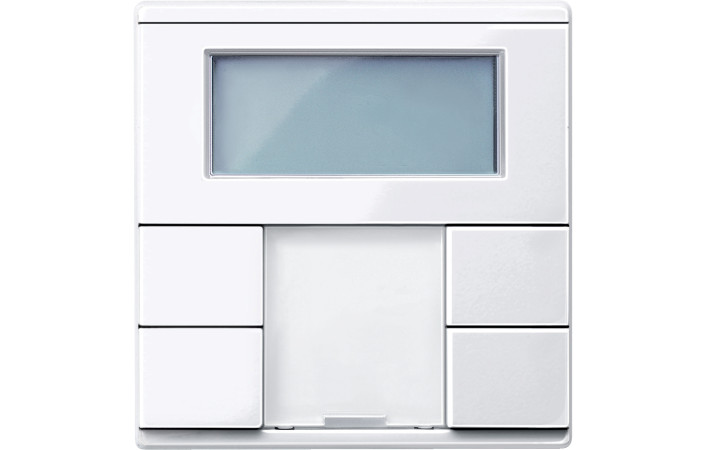 KNX ТЕРМОРЕГУЛЯТОР З ДИСПЛЕЄМ, КІМНАТНИЙ, АКТИВНИЙ БІЛИЙ, ГЛЯНЦЕВИЙ, SYSTEM M - Зображення shnider_P117372.jpg