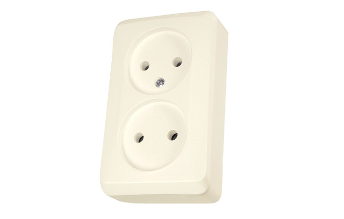 Prima, Подвійна розетка без заземлення, 16А, бежева - Зображення shnider_P119504.jpg