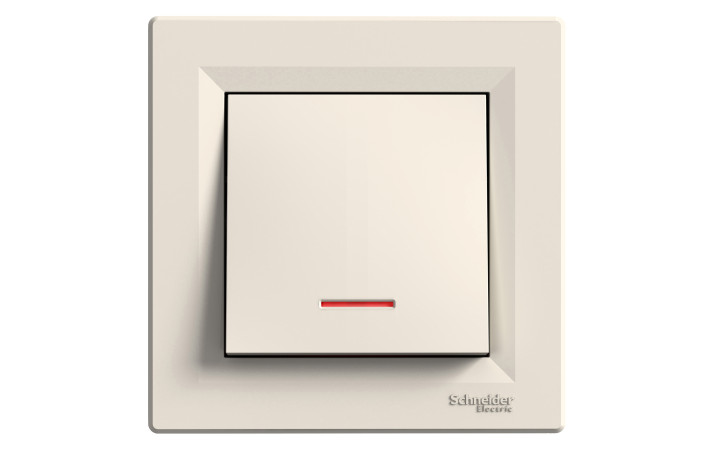 КНОПКОВИЙ ВИМИКАЧ, З ПІДСВІТКОЮ, САМОЗАЖИМНИЙ, КРЕМ ASFORA - Зображення shnider_P132576.jpg