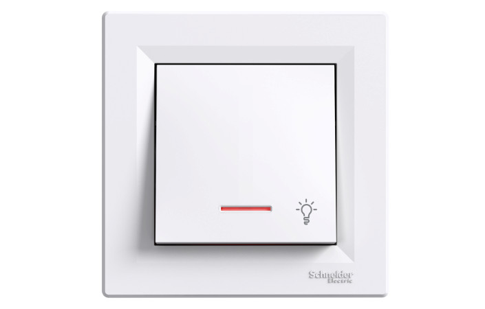 КНОПКОВИЙ ВИМИКАЧ, ''СВІТЛО'', З ПІДСВІТКОЮ, САМОЗАЖИМНИЙ, БІЛИЙ ASFORA - Зображення shnider_P132581.jpg