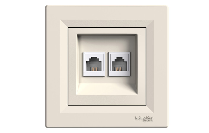 РОЗЕТКА ТЕЛЕФОННА RJ11 ПОДВІЙНА КРЕМ ASFORA - Зображення shnider_P132620.jpg