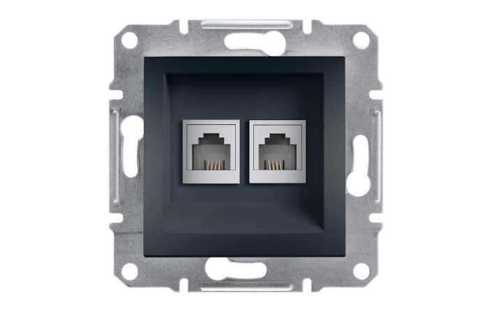 РОЗЕТКА ТЕЛЕФОННА RJ11 ПОДВІЙНА ASFORA АНТРАЦИТ - Зображення shnider_P149905.jpg