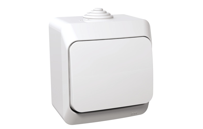 Вимикач 1-клавішний IP44 Cedar Plus, накладний монтаж, білий - Зображення shnider_P90241.jpg