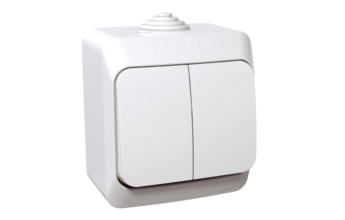Вимикач 2-клавішний IP44 Cedar Plus, накладний монтаж, білий - Зображення shnider_P90242.jpg