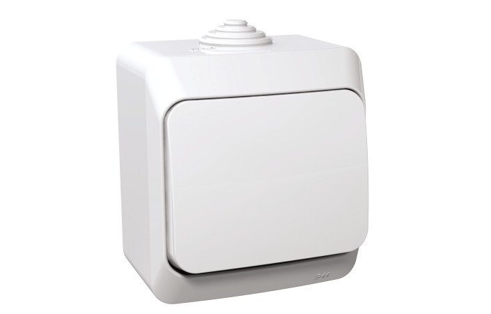 Перемикач 1-клавішний IP44 Cedar Plus, накладний монтаж, білий - Зображення shnider_P90243.jpg