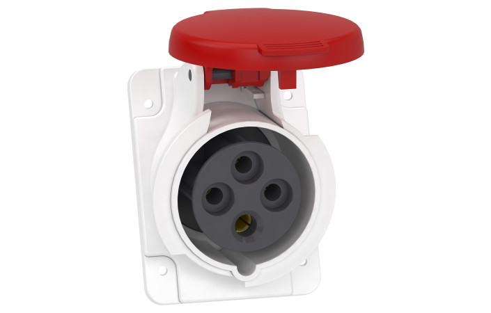 Розетка PratiKa, кутова, 16A, 3P + E, 380-415 B AC, з'єднання гвинтами, панельна - Зображення shnider_PKF16F434_Image.jpg
