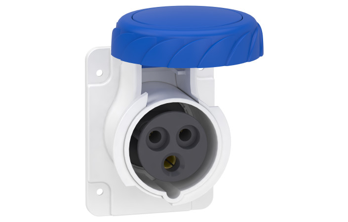 Розетка PratiKa, пряма, 16A, 2P + E, 200-250 B AC, з'єднання гвинтами, панельна - Зображення shnider_PKF16G723_Image.jpg