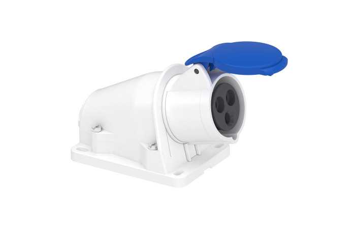 Розетка PratiKa, кутова, настінна, 16A, 2P + E, 200-250 B AC, з'єднання гвинтами - Зображення shnider_PKF16W423_Image.jpg