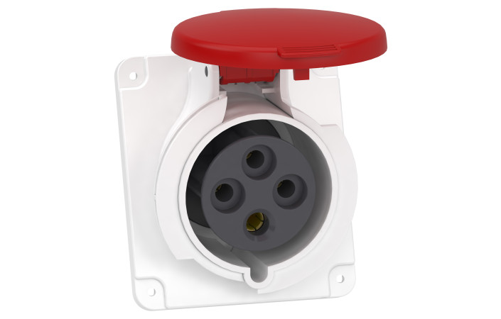 Розетка PratiKa, кутова, 32A, 3P + E, 380-415 B AC, з'єднання гвинтами, панельна - Зображення shnider_PKF32F434_Image.jpg