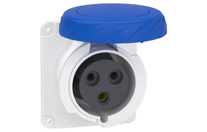 Розетка PratiKa, пряма, 32A, 2P + E, 200-250 B AC, з'єднання гвинтами, панельна - Зображення shnider_PKF32G723_Image.jpg