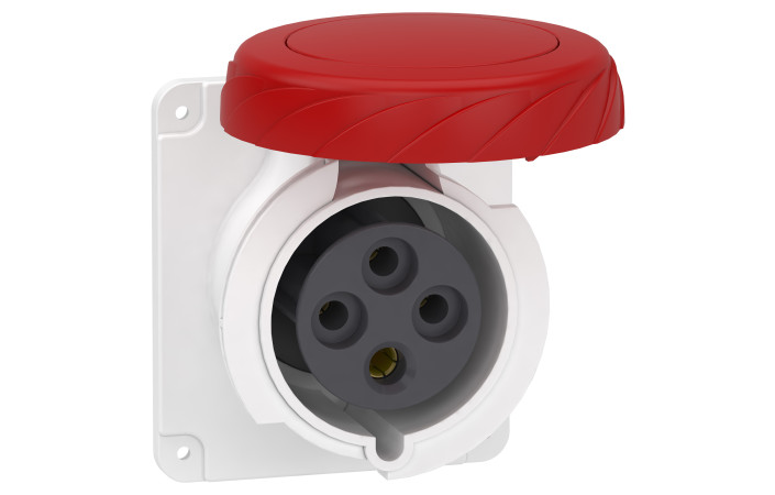 Розетка PratiKa, пряма, 32A, 3P + E, 380-415 B AC, з'єднання гвинтами, панельна - Зображення shnider_PKF32G734_Image.jpg