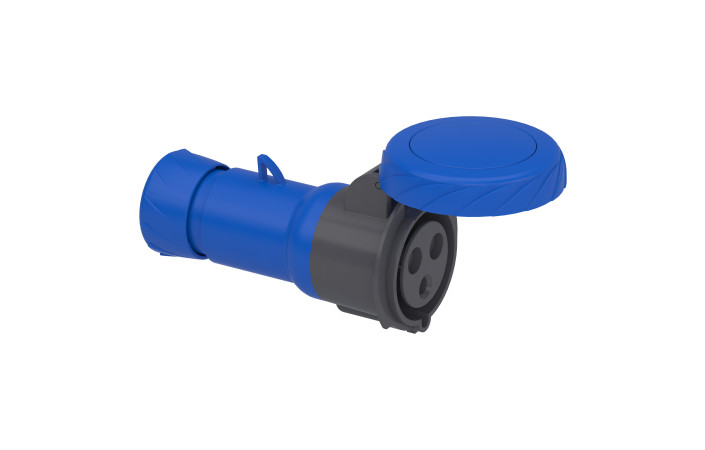 Кабельна розетка PratiKa, пряма, 32 A, 2P + E, 200-250 B AC, IP67 - Зображення shnider_PKF32M723_Image.jpg