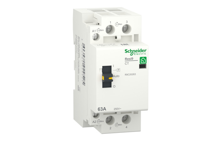 Контактор RESI9 63 A, 1P+N, 2NO ~230В-50Гц - Зображення shnider_R9C20263_Image.jpg
