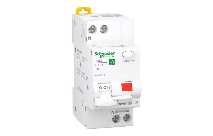 Диференційний автоматичний вимикач RESI9 16А, 30мA, 1P+N, 6кA, крива С, тип А - Зображення shnider_R9D55616_Image.jpg