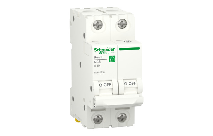 Автоматичний вимикач RESI9 10 А, 2P, крива В, 6кА - Зображення shnider_R9F02210_Image.jpg