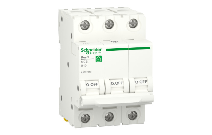 Автоматичний вимикач RESI9 10 А, 3P, крива В, 6кА - Зображення shnider_R9F02310_Image.jpg
