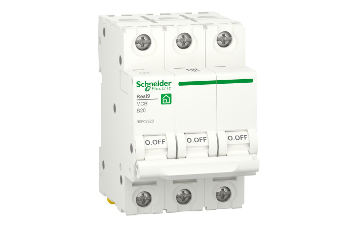 Автоматичний вимикач RESI9 20 А, 3P, крива В, 6кА - Зображення shnider_R9F02320_Image.jpg