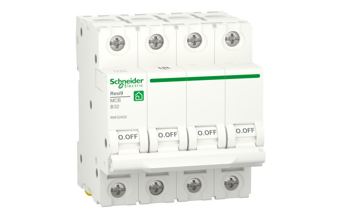 Автоматичний вимикач RESI9 32 А, 4P, крива В, 6кА - Зображення shnider_R9F02432_Image.jpg