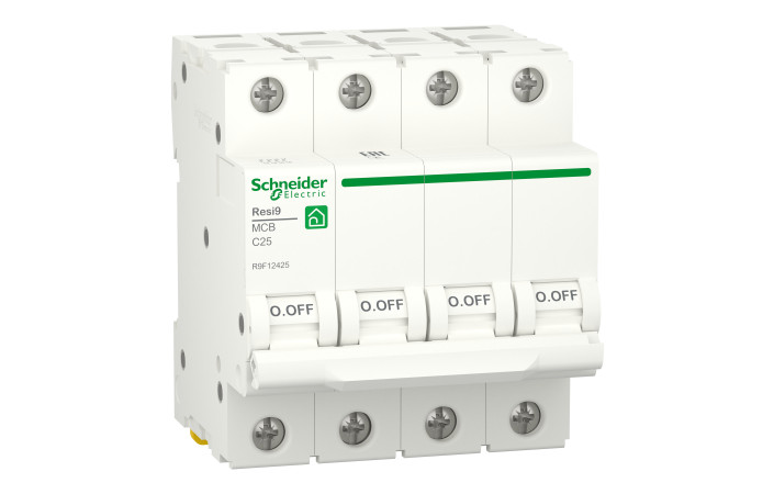 Автоматичний вимикач RESI9 25 А, 4P, крива С, 6кА - Зображення shnider_R9F12425_Image.jpg