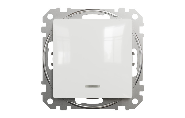 Одноклавішний перехресний перемикач з підсвіткою Sedna Design, білий - Зображення shnider_SDD111107L_IOP-front_WD20.jpg