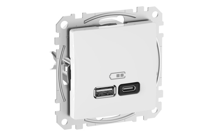 USB розетка A+C, 3 A, 45 Вт, Білий Sedna Design - Зображення shnider_SDD111404_IOP_Def_CL.jpg