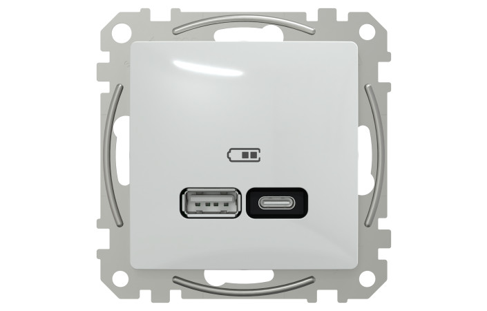 USB розетка, Sedna Design & Elements, тип A+C, 3 A, 21 Вт, білий - Зображення shnider_SDD111405_IOP-front_CL.jpg