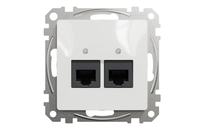 Data socket, Sedna Design & Elements, 2xRJ45 CAT6 UTP, PRO, white - Зображення shnider_SDD111462_IOP-front_CL.jpg