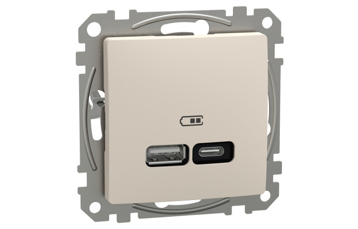 USB розетка, Sedna Design & Elements, тип A+C, 3 A, 21 Вт, бежевий - Зображення shnider_SDD112405_IOP-Def_CL.jpg