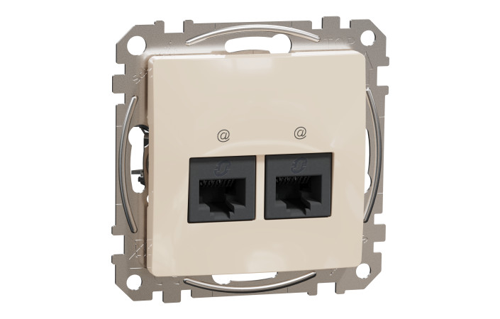 Data socket, Sedna Design & Elements, 2xRJ45 CAT6 UTP, PRO, beige - Зображення shnider_SDD112462_IOP-def_WD.jpg
