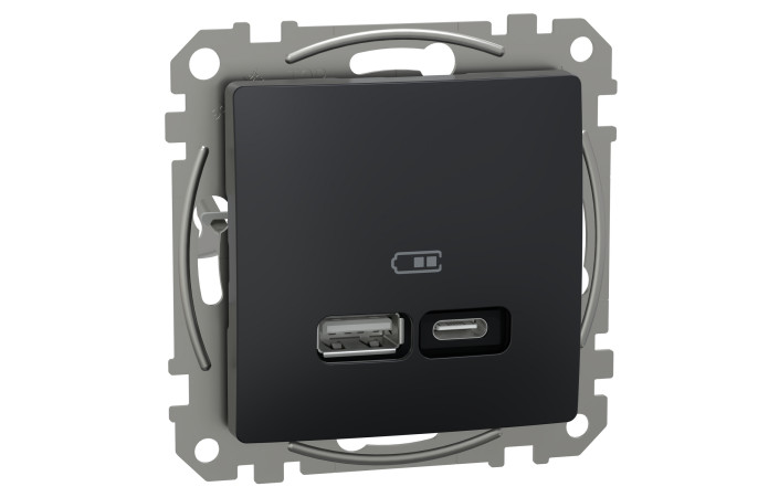 USB розетка, Sedna Design & Elements, тип A+C, 3 A, 21 Вт, чорний - Зображення shnider_SDD114405_IOP-Def_CL.jpg