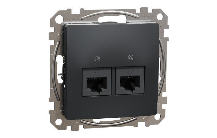 Data socket, Sedna Design & Elements, 2xRJ45 CAT6 UTP, PRO, anthracite - Зображення shnider_SDD114462_IOP-def_CL.jpg