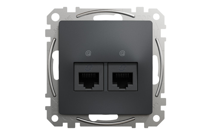Data socket, Sedna Design & Elements, 2xRJ45 CAT6 UTP, PRO, anthracite - Зображення shnider_SDD114462_IOP-front_CL.jpg