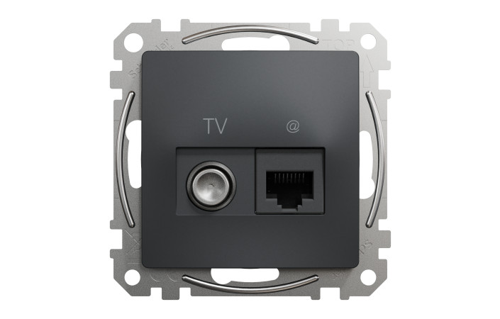 Розетка RJ45 категорія 6 UTP -TV Чорний Sedna Design - Зображення shnider_SDD114469T_IOP-front_CL.jpg