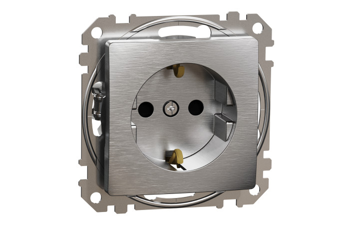 Розетка з заземленням та зі шторками Матовий алюміній Sedna Elements - Зображення shnider_SDD170022_IOP-def_WD.jpg