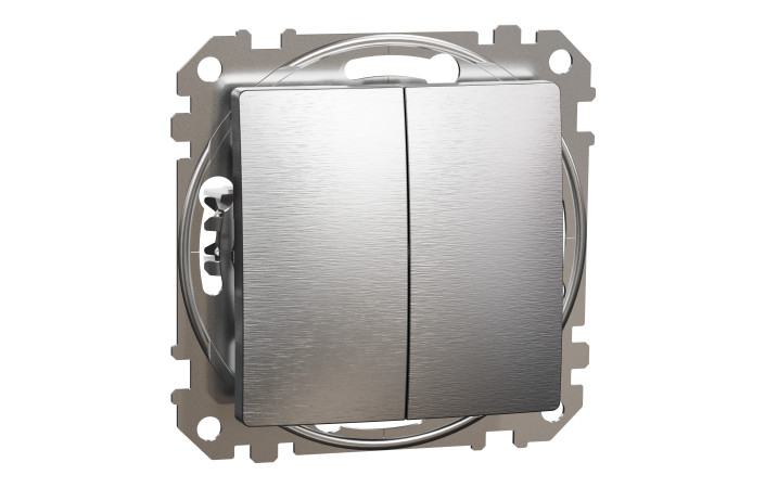 Кнопковий двоклавішний вимикач 10A, матовий, алюміній Sedna Design & Elements - Зображення shnider_SDD170118_IOP-def_CL.jpg