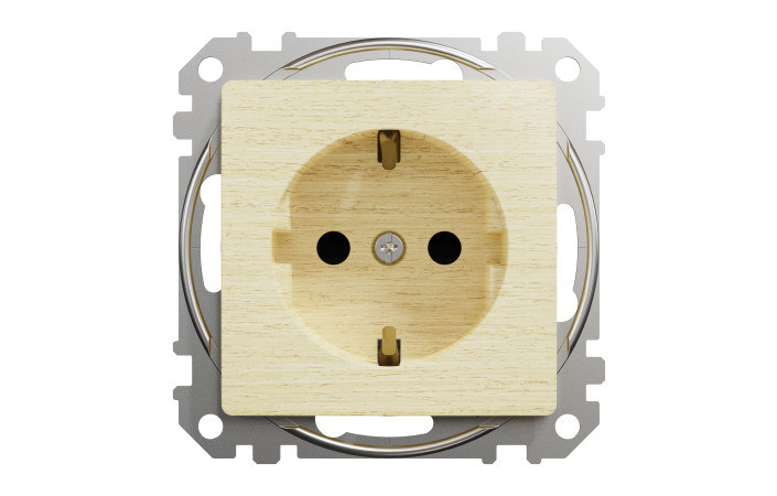 Розетка з заземленням та зі шторкою Береза Sedna Elements - Зображення shnider_SDD180022_IOP-front_WD20.jpg