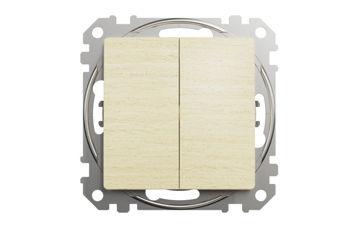 Кнопковий двоклавішний вимикач 10A, береза, Sedna Design & Elements - Зображення shnider_SDD180118_IOP-front_WD.jpg